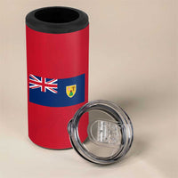 Turks and Caicos Islands 4 in 1 Can Cooler Tumbler with Yellow Hawk Outline and Red Blue Crest Design - Wonder Print Shop