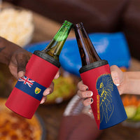 Turks and Caicos Islands 4 in 1 Can Cooler Tumbler with Yellow Hawk Outline and Red Blue Crest Design - Wonder Print Shop