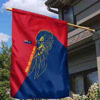 Turks and Caicos Islands Garden Flag with Yellow Hawk Outline and Red Blue Crest Design - Wonder Print Shop