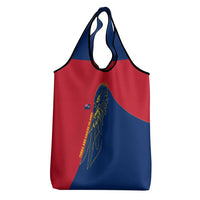 Turks and Caicos Islands Grocery Bag with Yellow Hawk Outline and Red Blue Crest Design - Wonder Print Shop