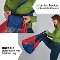 Turks and Caicos Islands Grocery Bag with Yellow Hawk Outline and Red Blue Crest Design - Wonder Print Shop