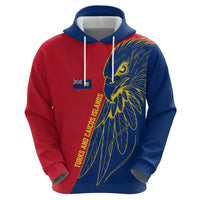 Turks and Caicos Islands Hoodie with Yellow Hawk Outline and Red Blue Crest Design - Wonder Print Shop