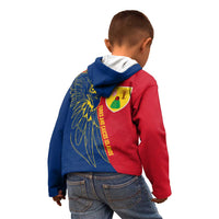 Turks and Caicos Islands Kid Hoodie with Yellow Hawk Outline and Red Blue Crest Design - Wonder Print Shop