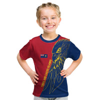Turks and Caicos Islands Kid T Shirt with Yellow Hawk Outline and Red Blue Crest Design - Wonder Print Shop