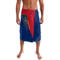 Turks and Caicos Islands Lavalava with Yellow Hawk Outline and Red Blue Crest Design - Wonder Print Shop