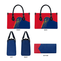 Turks and Caicos Islands Leather Bag with Yellow Hawk Outline and Red Blue Crest Design - Wonder Print Shop