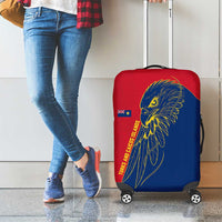 Turks and Caicos Islands Luggage Cover with Yellow Hawk Outline and Red Blue Crest Design - Wonder Print Shop