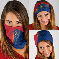 Turks and Caicos Islands Neck Gaiter with Yellow Hawk Outline and Red Blue Crest Design - Wonder Print Shop
