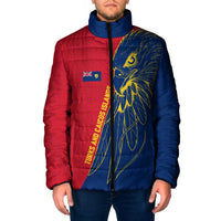 Turks and Caicos Islands Padded Jacket with Yellow Hawk Outline and Red Blue Crest Design - Wonder Print Shop
