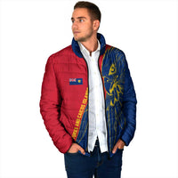 Turks and Caicos Islands Padded Jacket with Yellow Hawk Outline and Red Blue Crest Design - Wonder Print Shop