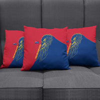 Turks and Caicos Islands Pillow Cover with Yellow Hawk Outline and Red Blue Crest Design - Wonder Print Shop