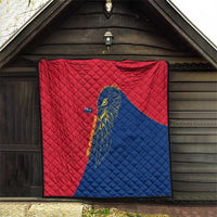 Turks and Caicos Islands Quilt with Yellow Hawk Outline and Red Blue Crest Design - Wonder Print Shop