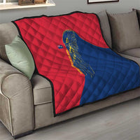 Turks and Caicos Islands Quilt with Yellow Hawk Outline and Red Blue Crest Design - Wonder Print Shop