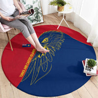 Turks and Caicos Islands Round Carpet with Yellow Hawk Outline and Red Blue Crest Design - Wonder Print Shop
