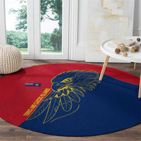 Turks and Caicos Islands Round Carpet with Yellow Hawk Outline and Red Blue Crest Design - Wonder Print Shop