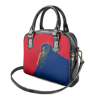 Turks and Caicos Islands Shoulder Handbag with Yellow Hawk Outline and Red Blue Crest Design - Wonder Print Shop