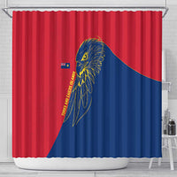 Turks and Caicos Islands Shower Curtain with Yellow Hawk Outline and Red Blue Crest Design - Wonder Print Shop