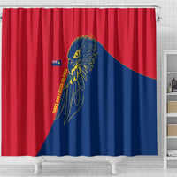 Turks and Caicos Islands Shower Curtain with Yellow Hawk Outline and Red Blue Crest Design - Wonder Print Shop