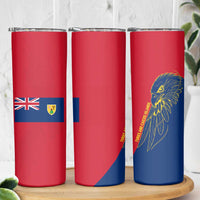 Turks and Caicos Islands Skinny Tumbler with Yellow Hawk Outline and Red Blue Crest Design - Wonder Print Shop