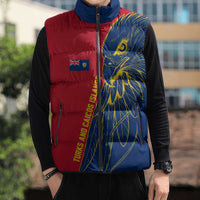 Turks and Caicos Islands Sleeveless Puffer Jacket with Yellow Hawk Outline and Red Blue Crest Design - Wonder Print Shop