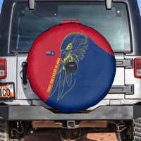 Turks and Caicos Islands Spare Tire Cover with Yellow Hawk Outline and Red Blue Crest Design - Wonder Print Shop