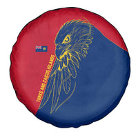 Turks and Caicos Islands Spare Tire Cover with Yellow Hawk Outline and Red Blue Crest Design - Wonder Print Shop