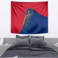 Turks and Caicos Islands Tapestry with Yellow Hawk Outline and Red Blue Crest Design - Wonder Print Shop
