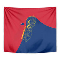 Turks and Caicos Islands Tapestry with Yellow Hawk Outline and Red Blue Crest Design - Wonder Print Shop