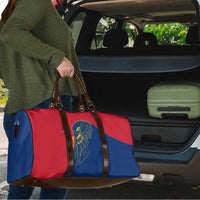 Turks and Caicos Islands Travel Bag with Yellow Hawk Outline and Red Blue Crest Design - Wonder Print Shop