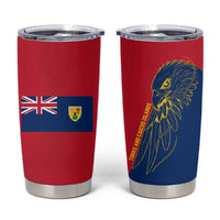 Turks and Caicos Islands Tumbler Cup with Yellow Hawk Outline and Red Blue Crest Design - Wonder Print Shop
