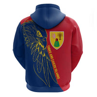 Turks and Caicos Islands Zip Hoodie with Yellow Hawk Outline and Red Blue Crest Design - Wonder Print Shop