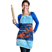 Turks and Caicos Islands Apron with Red Crab and Ocean Wave Coral Reef Design - Wonder Print Shop