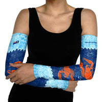 Turks and Caicos Islands Arm Sleeves with Red Crab and Ocean Wave Coral Reef Design - Wonder Print Shop