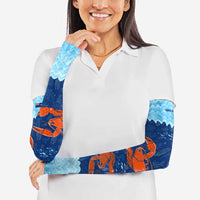 Turks and Caicos Islands Arm Sleeves with Red Crab and Ocean Wave Coral Reef Design - Wonder Print Shop