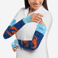 Turks and Caicos Islands Arm Sleeves with Red Crab and Ocean Wave Coral Reef Design - Wonder Print Shop