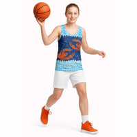 Turks and Caicos Islands Basketball Jersey with Red Crab and Ocean Wave Coral Reef Design - Wonder Print Shop