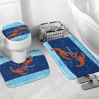 Turks and Caicos Islands Bathroom Set with Red Crab and Ocean Wave Coral Reef Design - Wonder Print Shop