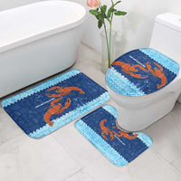 Turks and Caicos Islands Bathroom Set with Red Crab and Ocean Wave Coral Reef Design - Wonder Print Shop