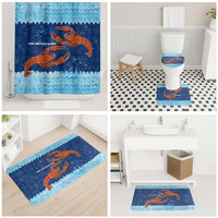 Turks and Caicos Islands Bathroom Set with Red Crab and Ocean Wave Coral Reef Design - Wonder Print Shop