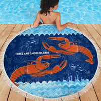Turks and Caicos Islands Beach Blanket with Red Crab and Ocean Wave Coral Reef Design - Wonder Print Shop