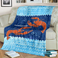Turks and Caicos Islands Blanket with Red Crab and Ocean Wave Coral Reef Design - Wonder Print Shop