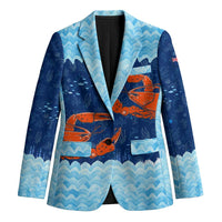 Turks and Caicos Islands Blazer with Red Crab and Ocean Wave Coral Reef Design - Wonder Print Shop