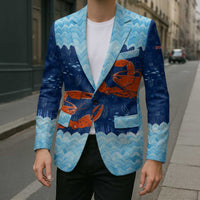 Turks and Caicos Islands Blazer with Red Crab and Ocean Wave Coral Reef Design - Wonder Print Shop