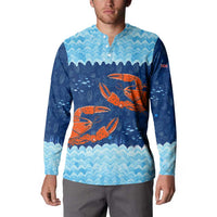 Turks and Caicos Islands Button Sweatshirt with Red Crab and Ocean Wave Coral Reef Design - Wonder Print Shop