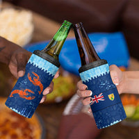 Turks and Caicos Islands 4 in 1 Can Cooler Tumbler with Red Crab and Ocean Wave Coral Reef Design - Wonder Print Shop