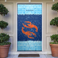 Turks and Caicos Islands Door Cover with Red Crab and Ocean Wave Coral Reef Design - Wonder Print Shop