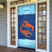 Turks and Caicos Islands Door Cover with Red Crab and Ocean Wave Coral Reef Design - Wonder Print Shop