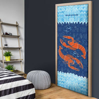 Turks and Caicos Islands Door Cover with Red Crab and Ocean Wave Coral Reef Design - Wonder Print Shop
