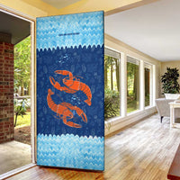 Turks and Caicos Islands Door Cover with Red Crab and Ocean Wave Coral Reef Design - Wonder Print Shop
