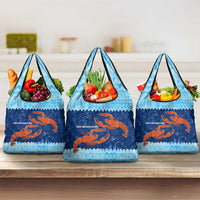 Turks and Caicos Islands Grocery Bag with Red Crab and Ocean Wave Coral Reef Design - Wonder Print Shop